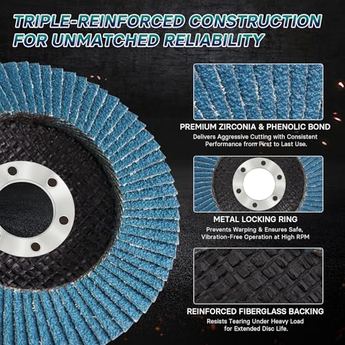 OSTTE 50 Pack Discs 4-1/2 Inch for Angle Grinder, Zirconia Abrasive Assorted Grit Pack (40/60/80/100/120) for Metal & Stainless Steel by OSTTE - Image 6