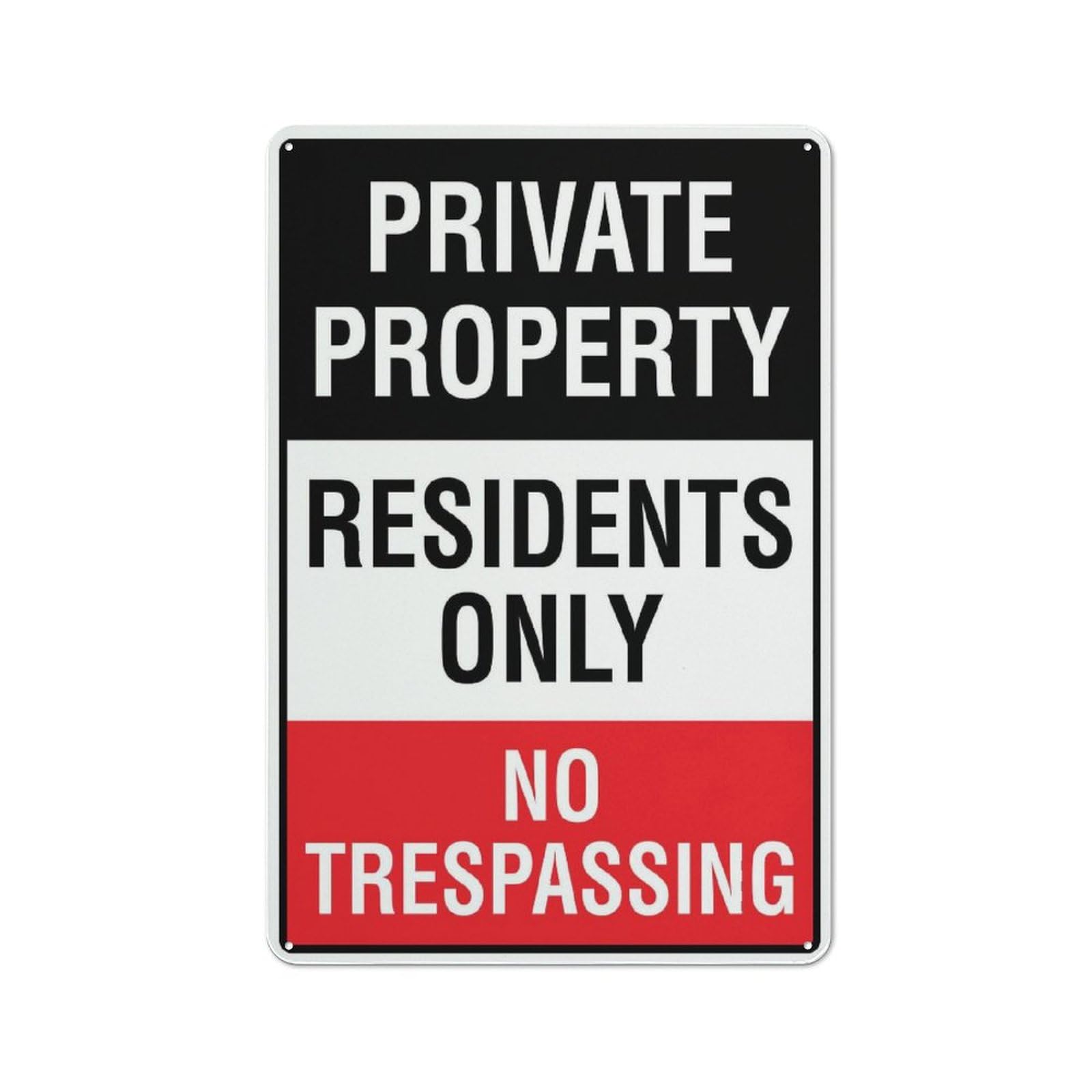 Xewazd A2062 Tin Sign Private Property Residents Only No Trespassing Retro 8"X12" Metal Tin Sign - Playful Wall Decor For Shop, Garage, Yard & Man Cave