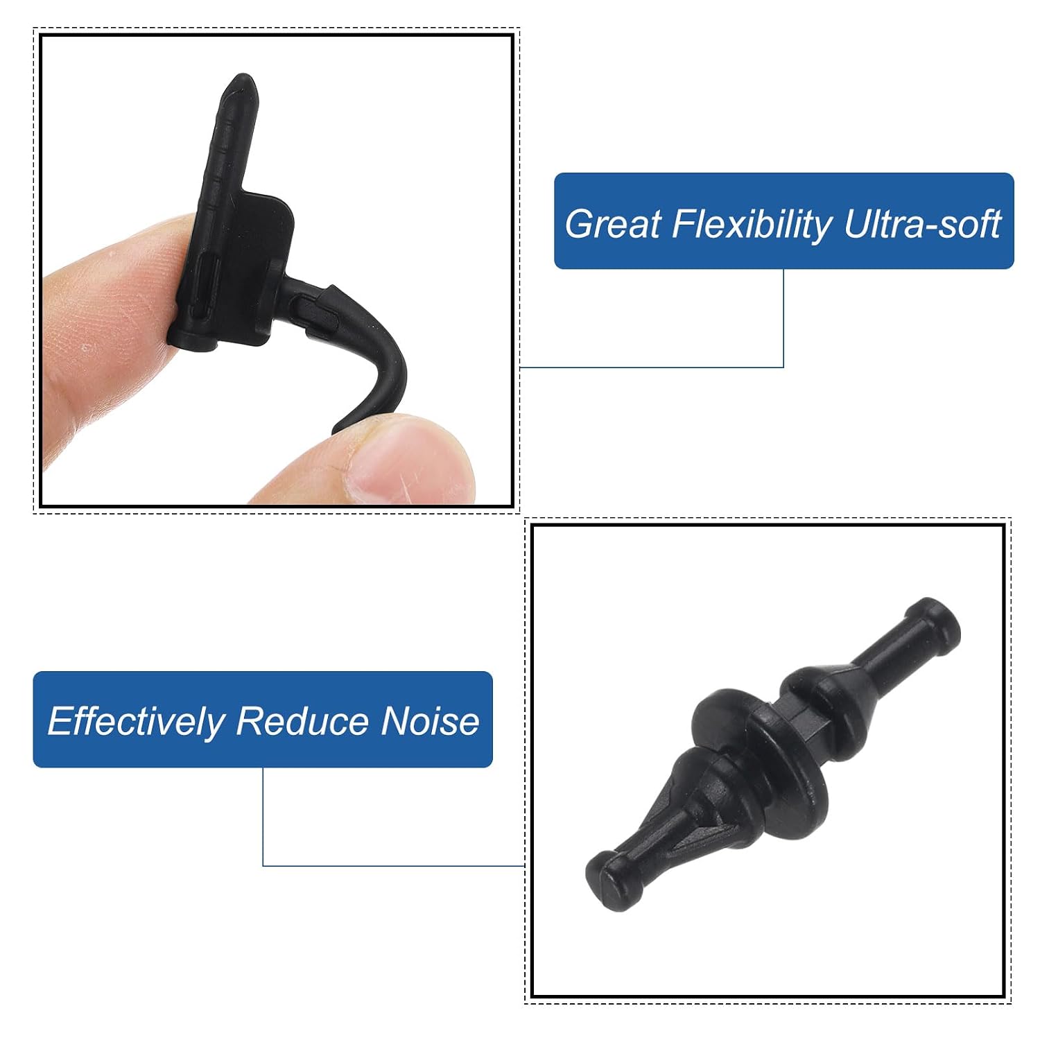 MECCANIXITY 20PCS Square Fan Shock Absorbing Rubber Nail, Short Style Computer Hardware Cooling Fan Screws Anti Noise Shockproof Silicone Rubber Cooler for PC, Black