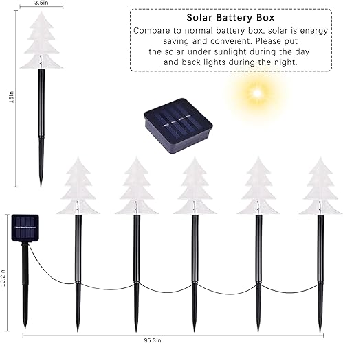 Miniatura 5 de Juego de 5 luces solares para caminos de árbol de Navidad para decoración de vacaciones, decoraciones navideñas al aire libre para fiestas, patio,