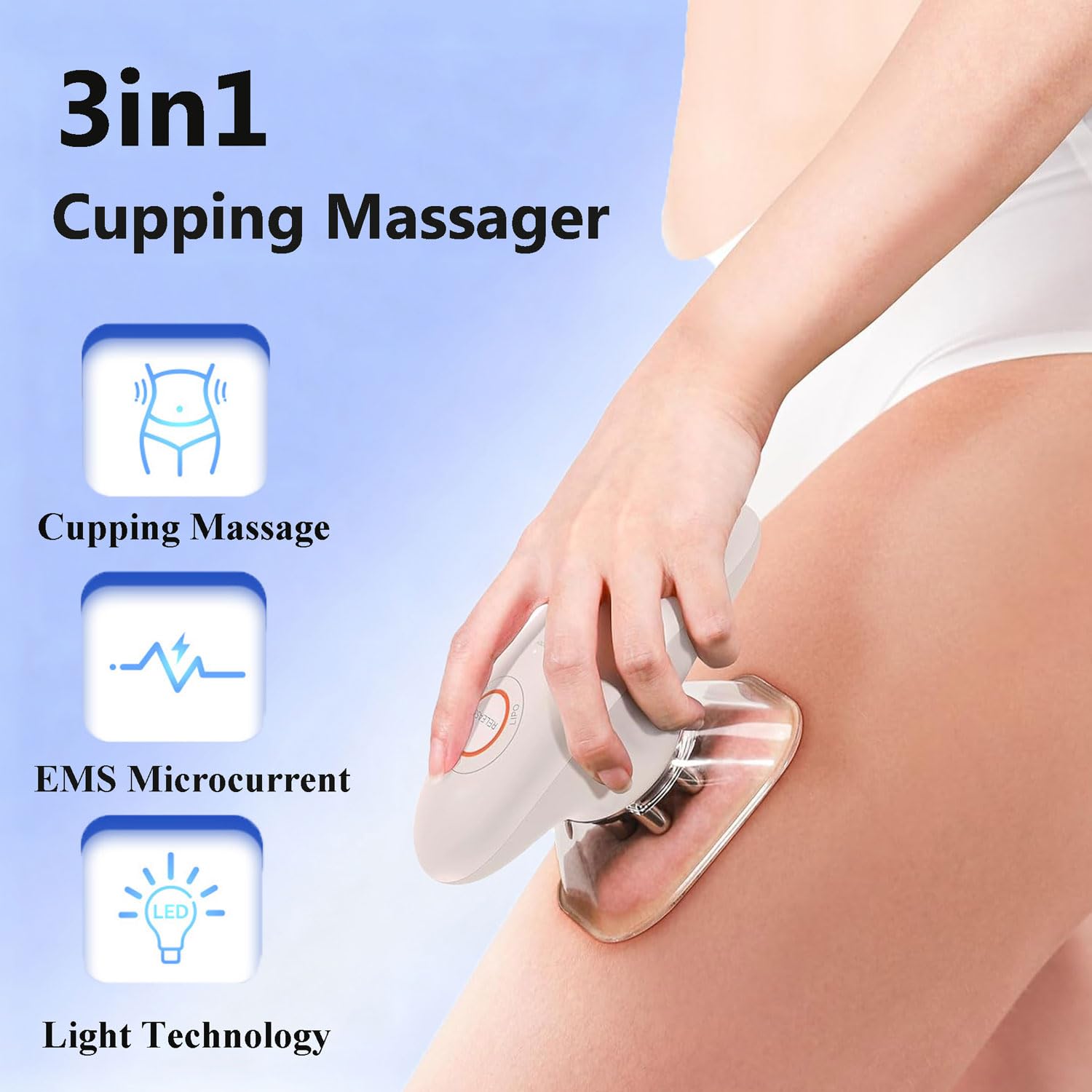 Masajeador de Celulitis y Flacidez, Masajeador de Ventosa Electrico, Dispositivo de Masaje de Ventosa con Masaje de Vacío EMS Luz Roja Para Facial Y Corporal Lifting Anticelulitico Reductor