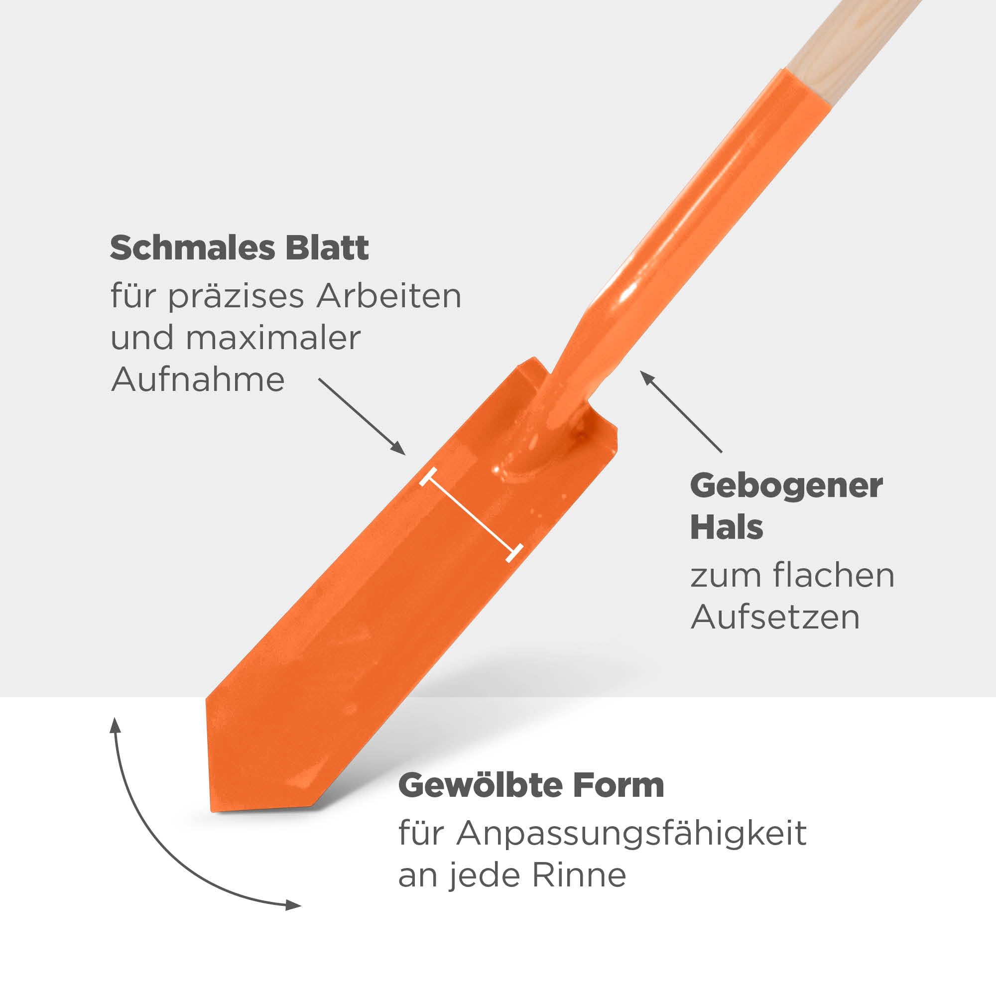 blizz-z Amerikanischer Rinnenspaten mit robustem Eschenstiel, Stärke: 2,3mm