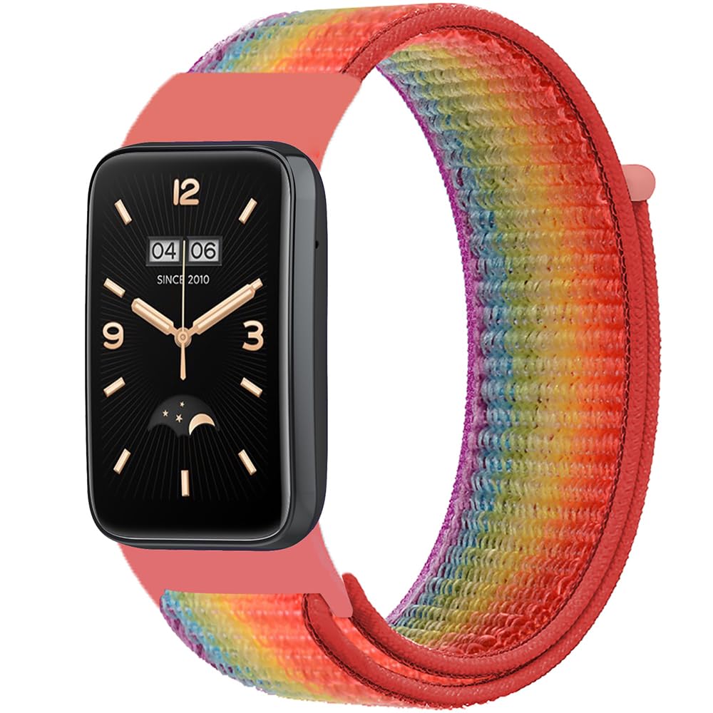 Nylon-Armband Für Xiaomi Smart Band 7 Pro - Waschbar, Atmungsaktiv & Verstellbar, In Rainbow-Farben