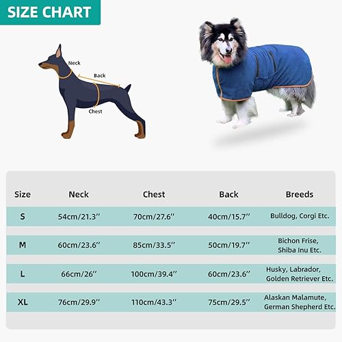 Miniatura 5 de Toalla de secado para perros, material de microfibra, de secado rápido, súper absorbente, de secado rápido, absorbe la humedad, con cuello y cintura