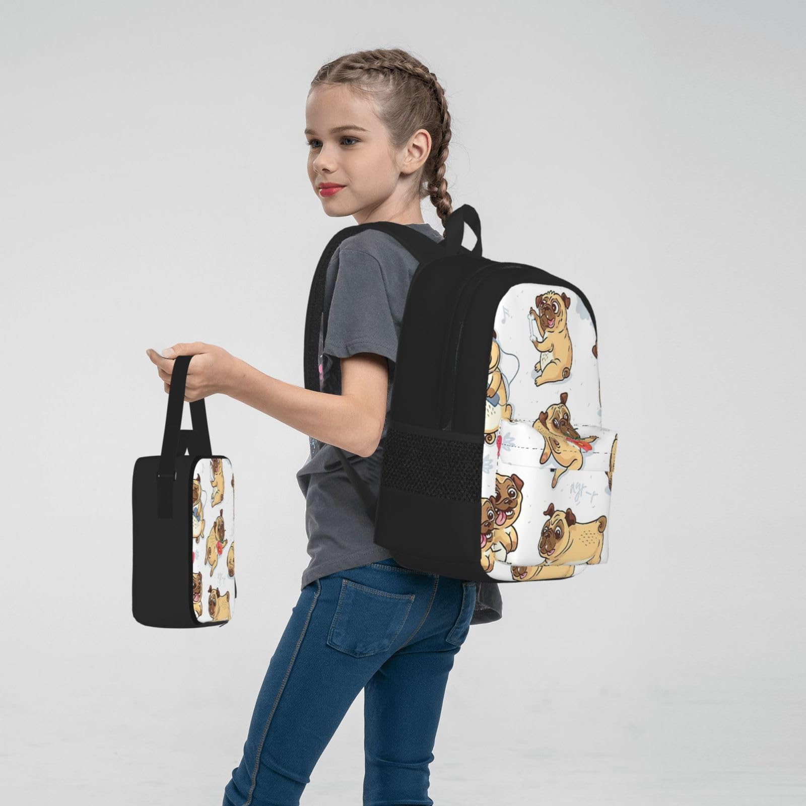 Zaino, borsa portapranzo, astuccio, set da 3 pezzi, per lavoro e