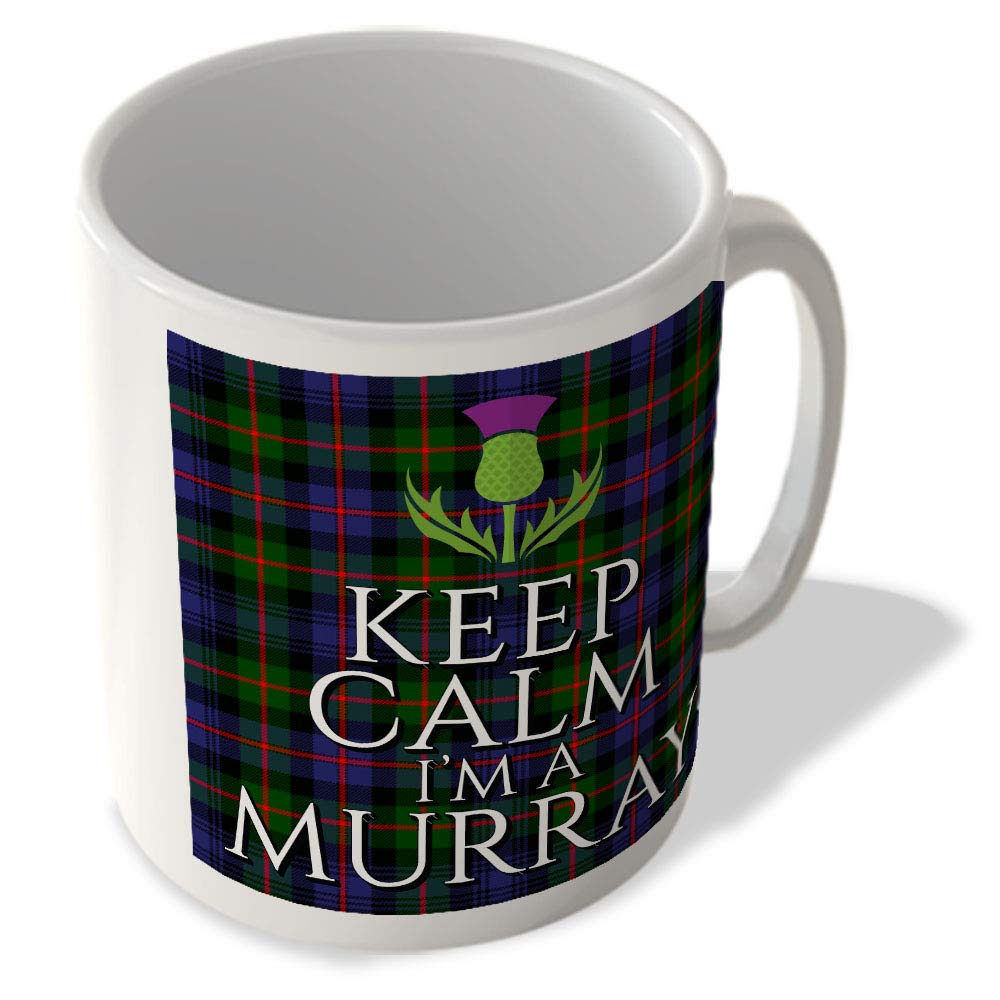 Mcmug White - Keep Calm I'm A Murray - Murray Of Atholl Tartan - (Thistle) - Scottish Mug, Ceramic, 11Fl.oz.