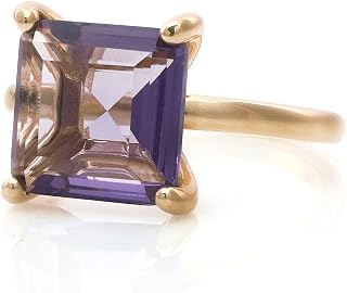 Anemone Lovely Amethyst Ring - Square Stone Solitaire Ring - Handmade Birthstone Rings, Engagement Rings, Stackable Rings, Gemstone Rings - Ladies Custom Jewelry - with Gift Box