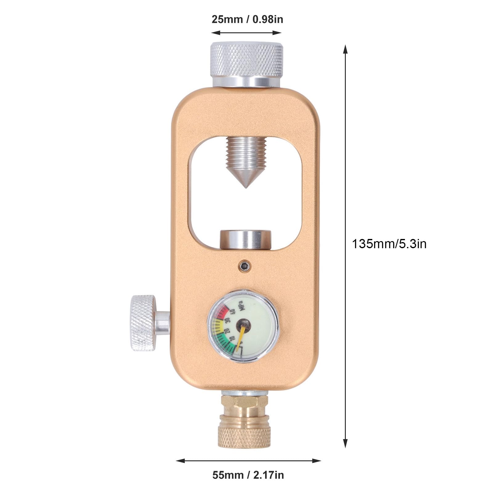 Adaptador Tanque Recarga Buceo, Adaptador de Alta Presión de 30 MPA con Manómetro, Aleación de Aluminio para Paintball, Rifles de Aire PCP, Botellas de Buceo, Compatible con Válvulas K/J/H
