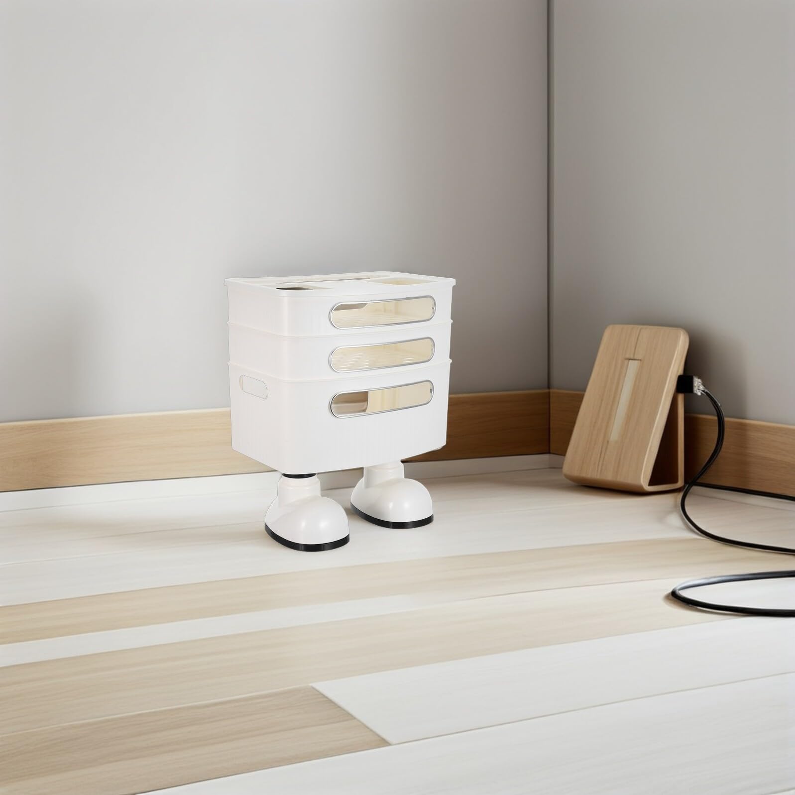 Scatola di Archiviazione Router Wifi in Pp a 3 Livelli Gestione Cavi Ottimizzata e Design Portatile per Camera da Letto e Ufficio