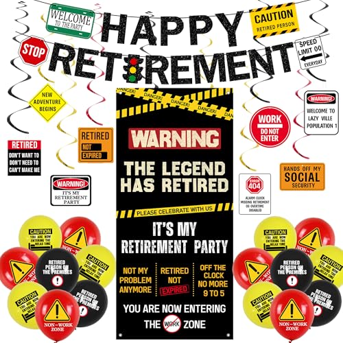 Roetyce Retirement Decorations, Caution Legend Has Retired Door Banner