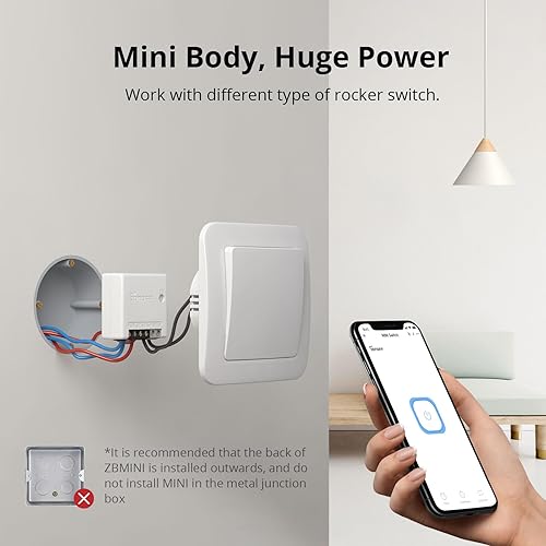 Miniatura 2 de SONOFF ZBMINI ZigBee Mini interruptor de luz inteligente (2 vías), compatible con Alexa, SmartThings Hub, Google Home y SONOFF ZBBridge, requiere