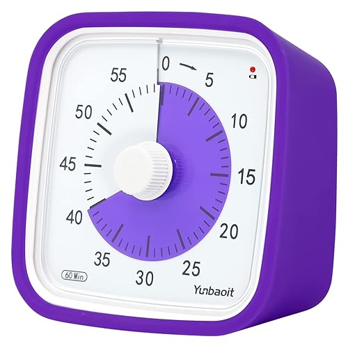 Yunbaoit Upgraded Visual Timer with Protective Case, 60 Minute Silent Countdown Timer for Kids and Adults Clock Time Management Tool(Purple)