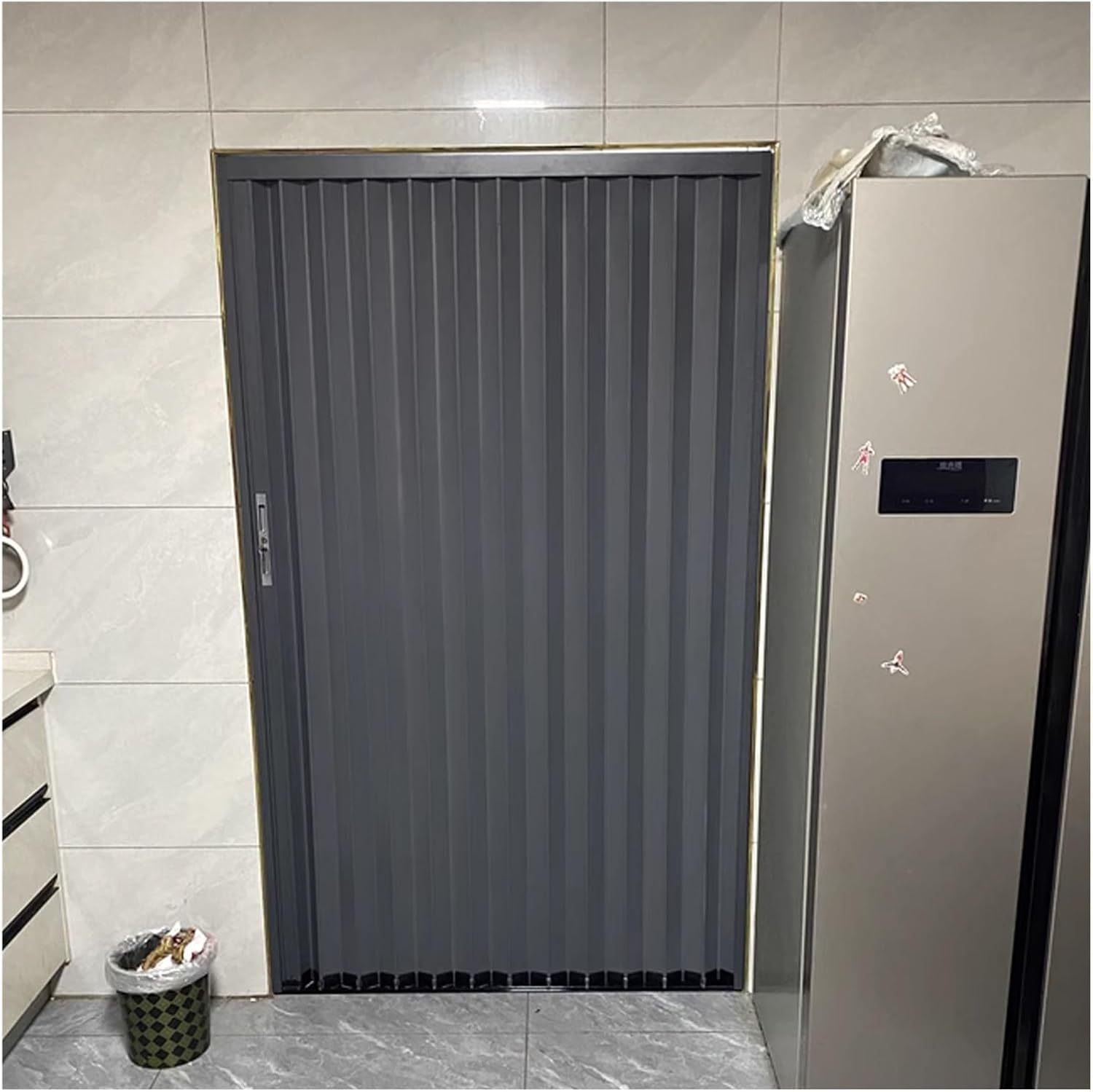 Modern Aluminum Accordion Multi-Fold Sliding Door with Lock - Foldable Safe Partition for Commercial & Residential Use - Ideal for Malls, Villas (36x80in/91x203cm)