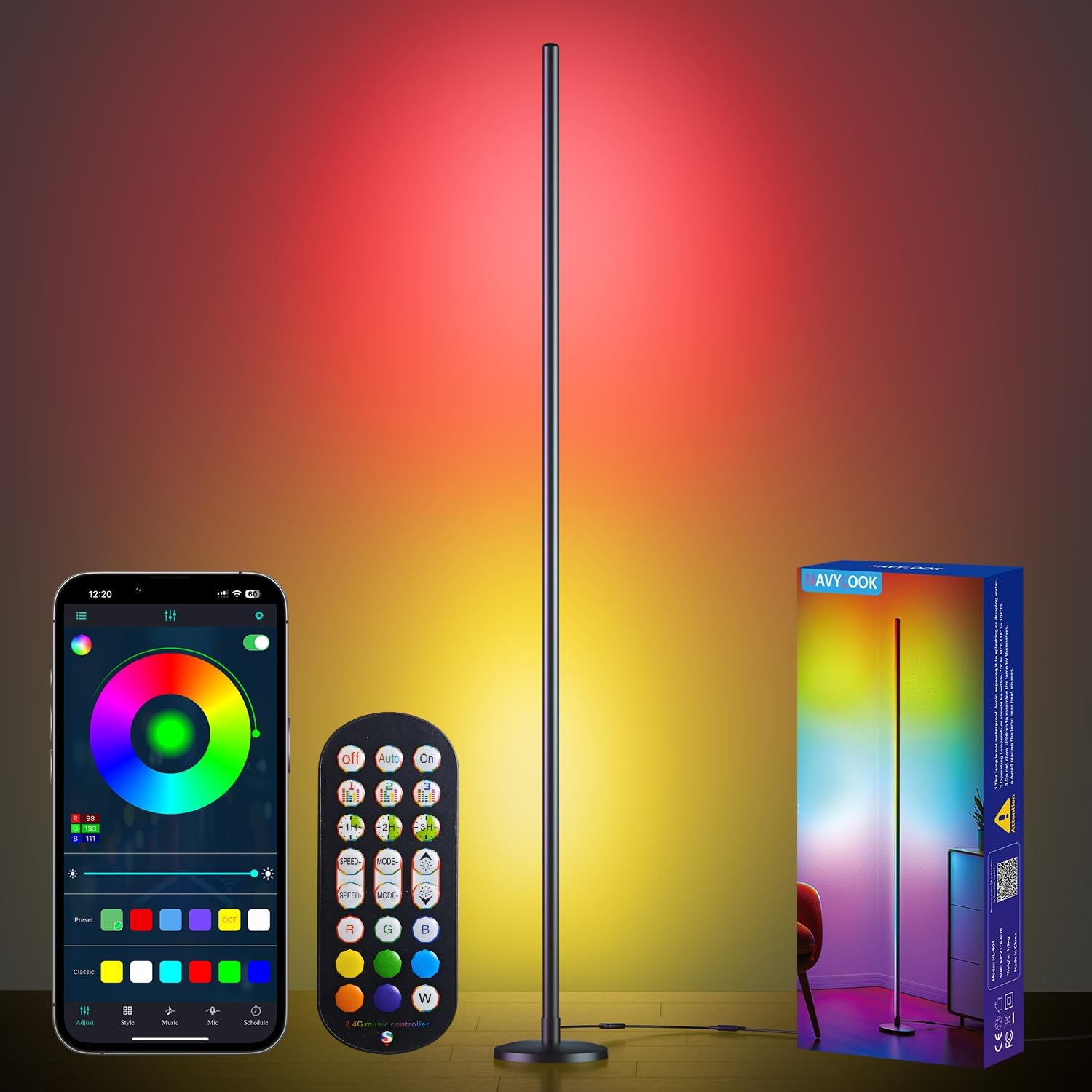 Modern Floor Lamp, Smart RGB LED Floor Lamp with App & Remote Control, 16 Million Colors & 200+ Scene Modes, Corner Lamp with Timer and Music Sync, Standing lamp for Bedroom Home Decor Modern Floor Lamp, Smart RGB LED Floor Lamp with App & Remote Control, 16 Million Colors & 200+ Scene Modes, Corner Lamp with Timer and Music Sync, Standing lamp for Bedroom Home Decor