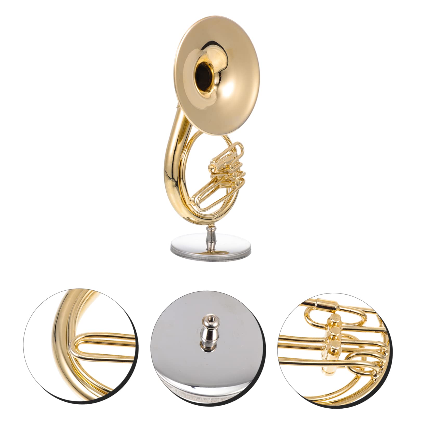 Alasum Miniatur Sousaphon Modell aus Kupfer 13cm mit Goldenem Finish Inklusive Aufbewahrungsbox und Ständer Langlebige Tischdekoration für Zuhause und Café