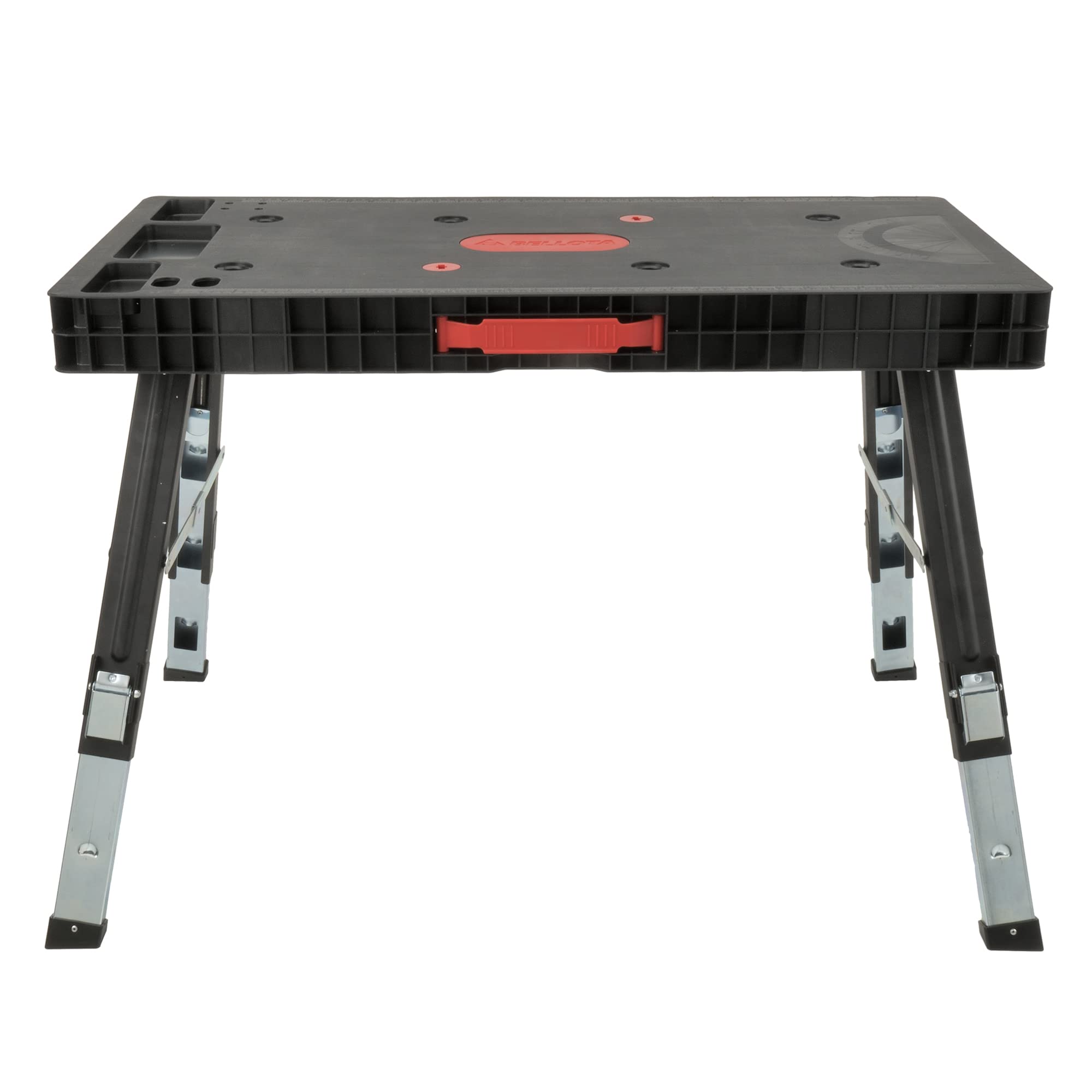 Bellota FWB01 - Banco de trabajo plegable y regulable en 3 alturas (520 mm, 660 mm y 800 mm), carga máxima de 450 Kg, Negro, rojo