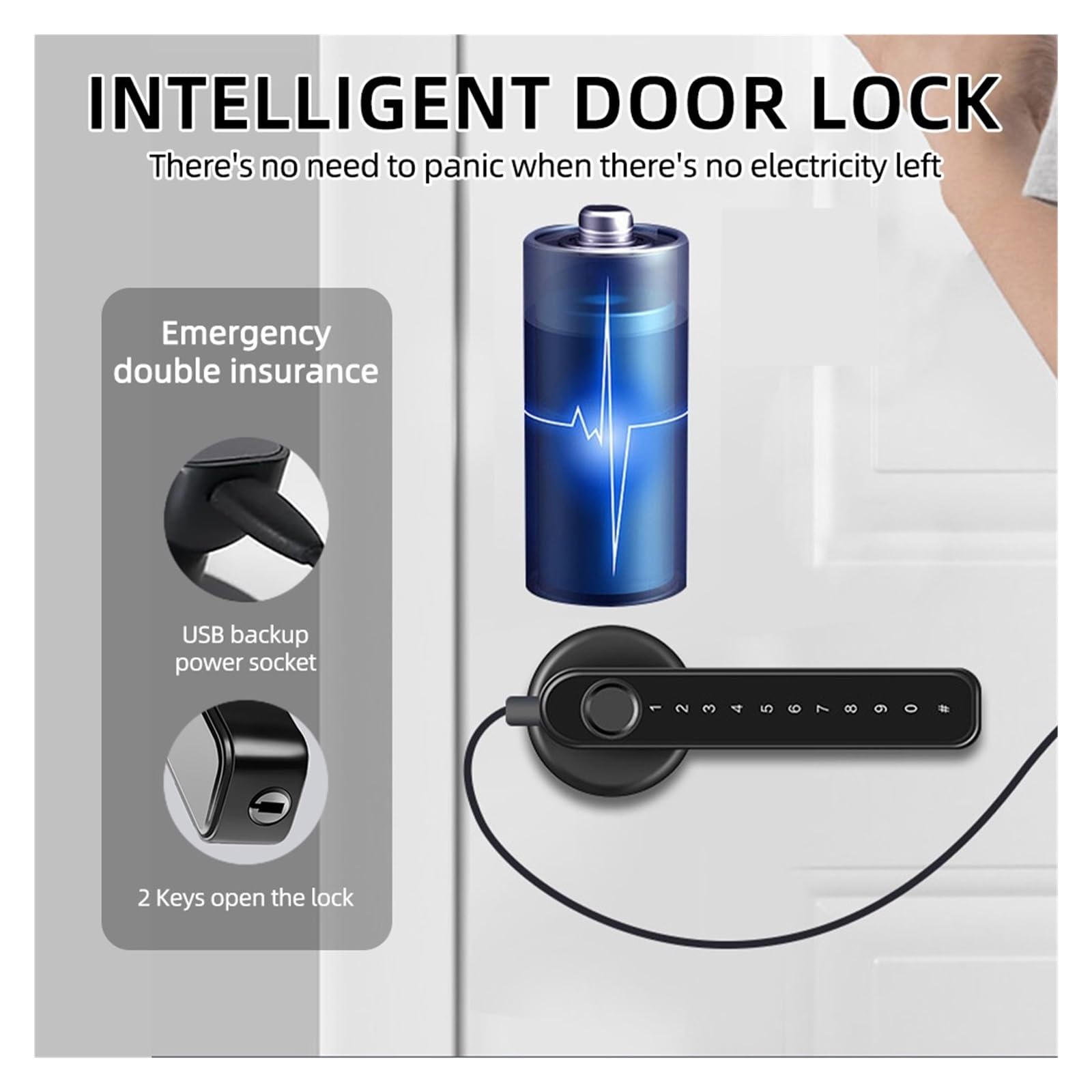 Serrure de porte à empreinte digitale/Bouton intelligent/Serrure biométrique avec clavier à code sans clé/Télécommande APP