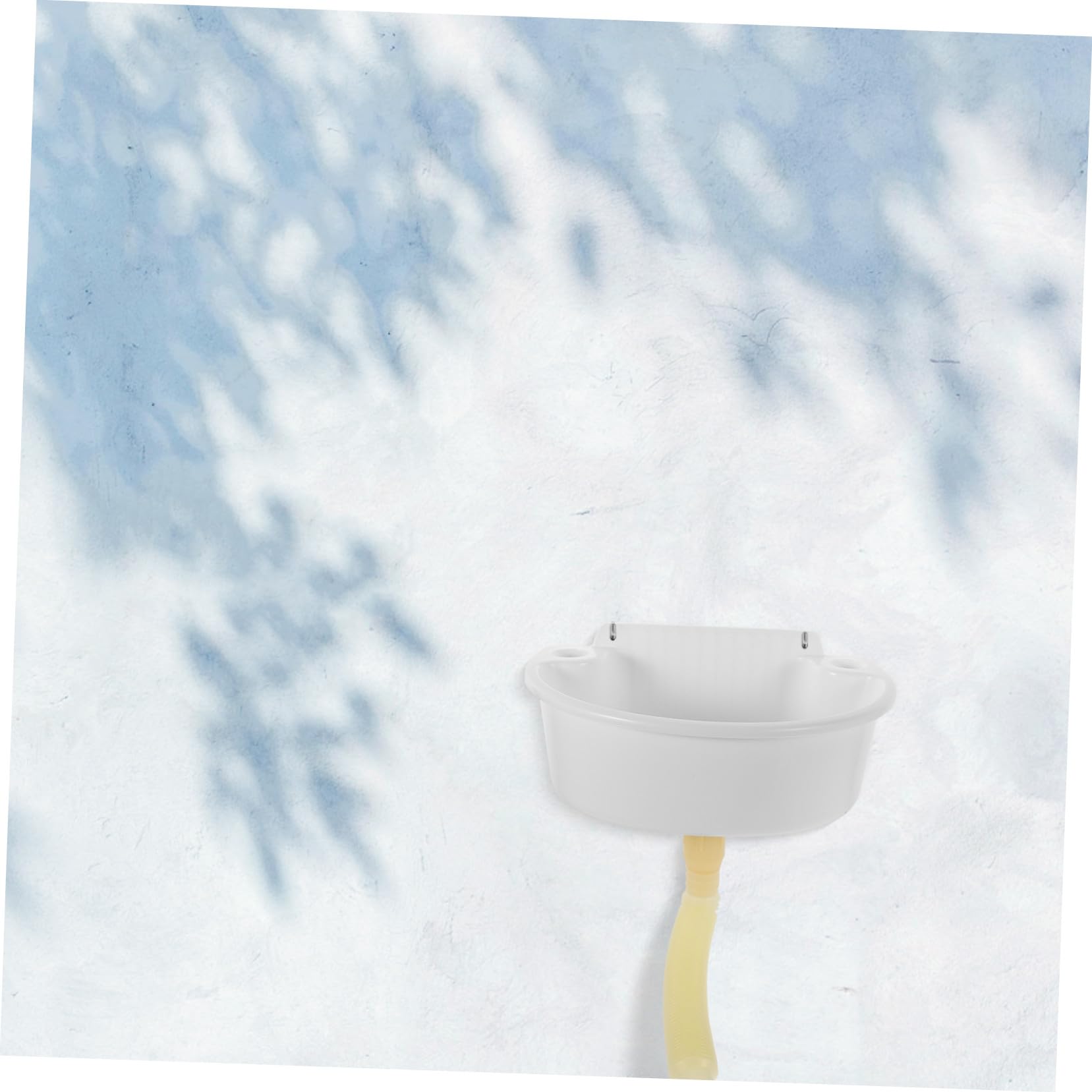 HOMSFOU Lavabo de Baño Pequeño Lavabo de Pared sin Perforación con Tubo Plástico 75 Cm Diseño Compacto para Baños Pequeños y Balcones Color Claro 31x21 Cm Instalación Fácil para Espacios
