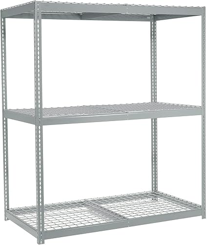 Global Industrial Estante ancho con 3 estantes de alambre, capacidad de 1200 libras por nivel, 60 pulgadas de ancho x 24 pulgadas de profundidad x