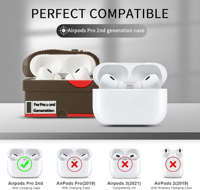 Image of Gedicht for Apple AirPods Pro 2nd Generation Case,Cute Cartoon Shoe Box Soft Silicone Protective Cases for AirPods Pro 2 Case with Keychain for Women Men, A-Red+Brown,2Pack