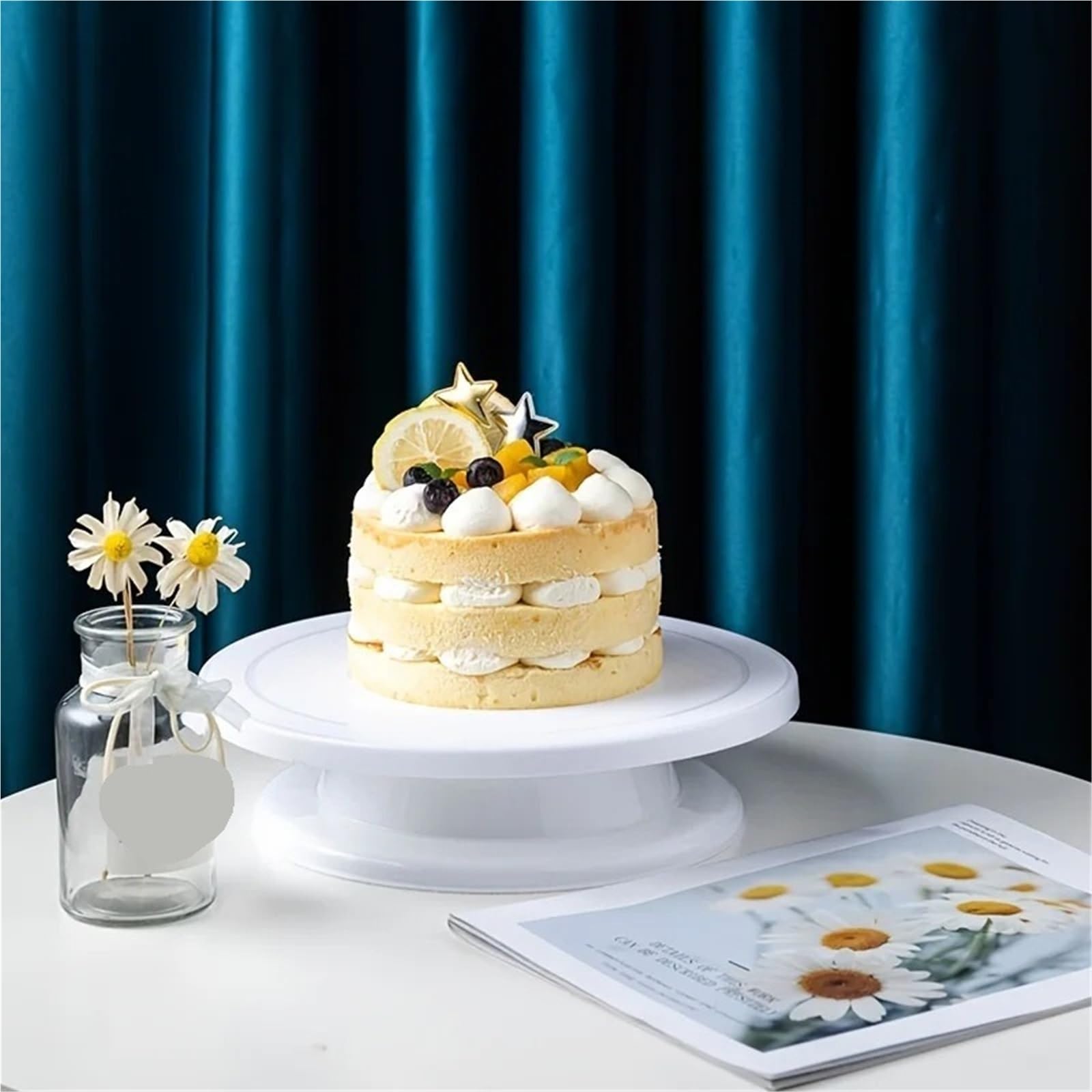 Kit De DecoracióN De Tartas Base giratoria Redonda de plástico Blanco for Decorar Pasteles. Herramientas for Principiantes y Profesionales. Accesorios Utensilios repostería para Tartas(71pcs)