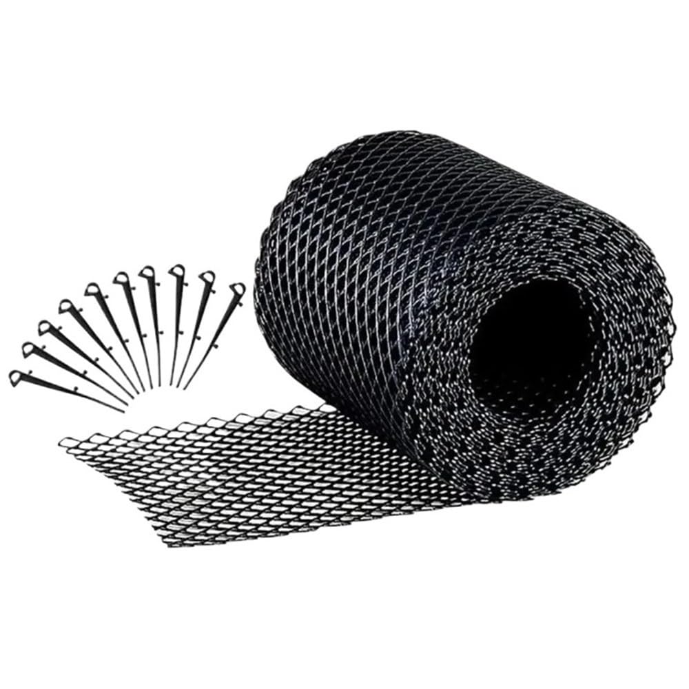 Filtros de protección de canalones de 20 pies, cubierta de malla antiobstrucción para drenaje al aire libre, color negro, suministros de drenaje de jardín de 6.1 cm de ancho (1 unidad)