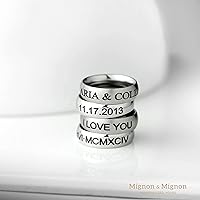 Vista 2 de Personalized Ring Custom Engraved Ring personalized dad gift Mens Ring Personalized Gifts for Him Personalized Gifts for Father's Day Personalized