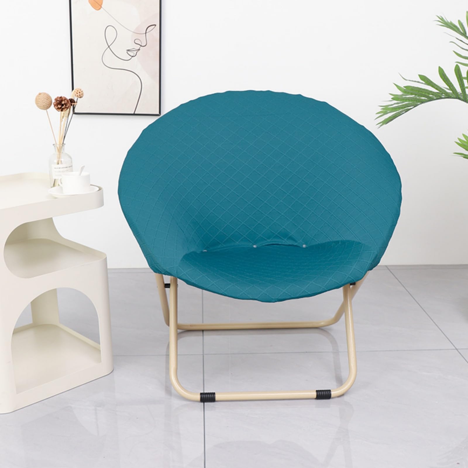 Morbuy Round Saucer Chair Cover, Stretch Garden Moon Chair Cover Removable Spandex Slipcovers Dust-Proof Furniture Protector for Living Room Indoor Outdoor Décor (Turquoise)