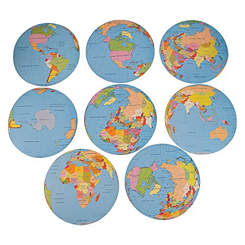 Fun Express Jumbo Globe Cutouts - VBS Vacation Bible School Supplies/Decor- Educational and Learning Activities for Kids - 8 Pieces - Assorted