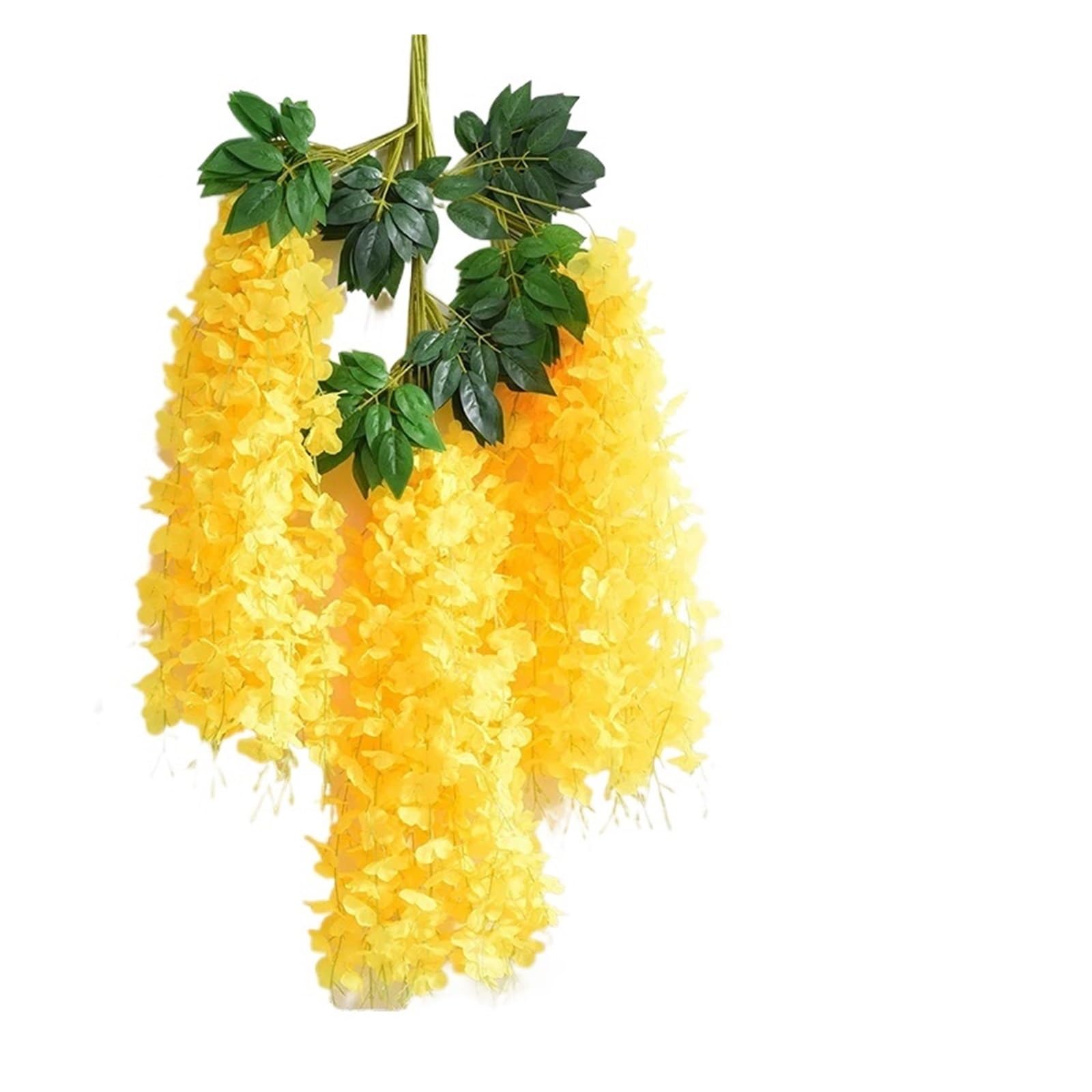 Artificial Flower Vine 12pcs Wisteria Artificial Flowers Vine Wreath Wedding Arch Decoration Leaf Rattan Trailing Silk Flower Ivy Wall Decor(Yellow)