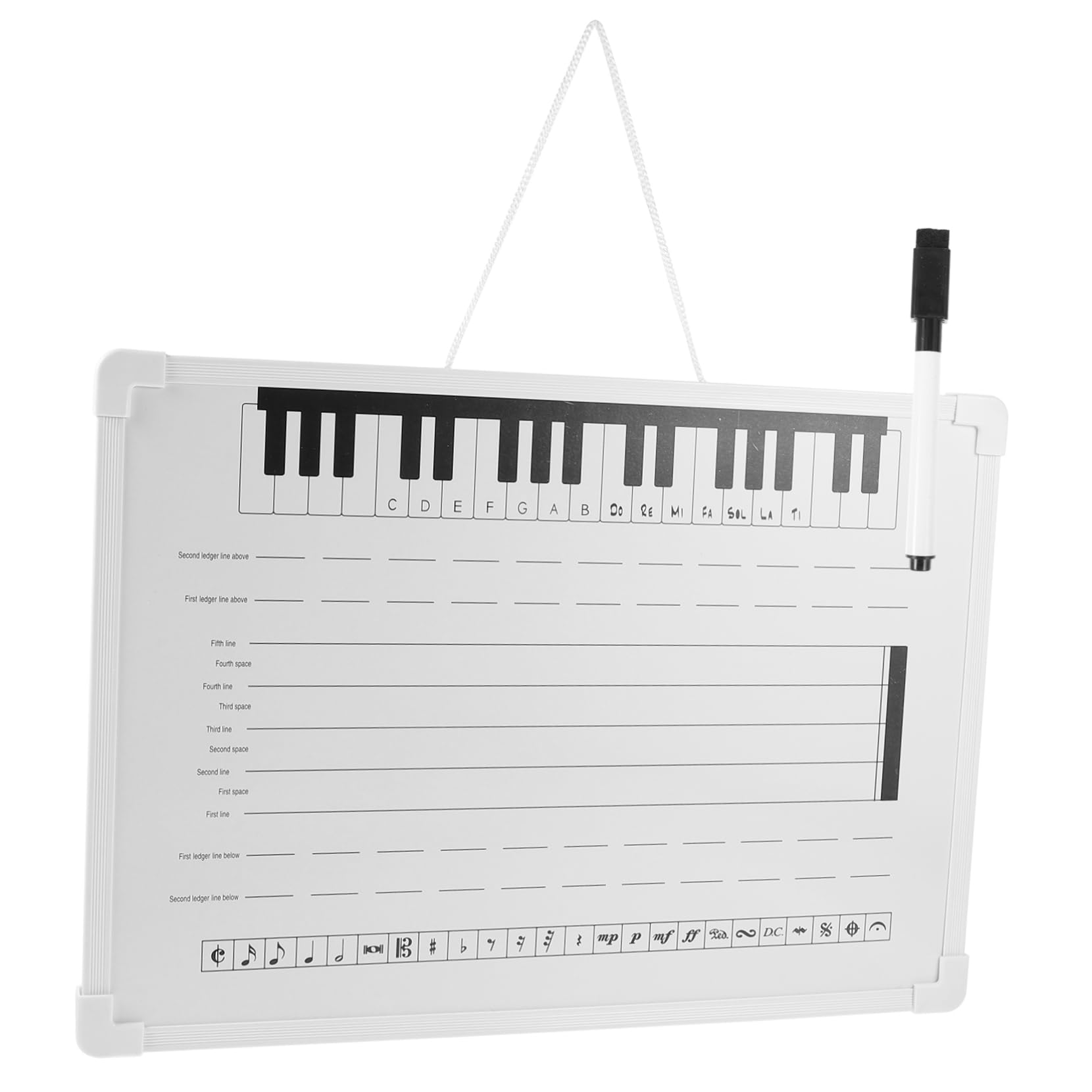 Tableau Effaçable à Sec pour Personnel Musical, Matériel Pédagogique Léger en Plastique, avec Autocollants de Notes, Usage École et Maison