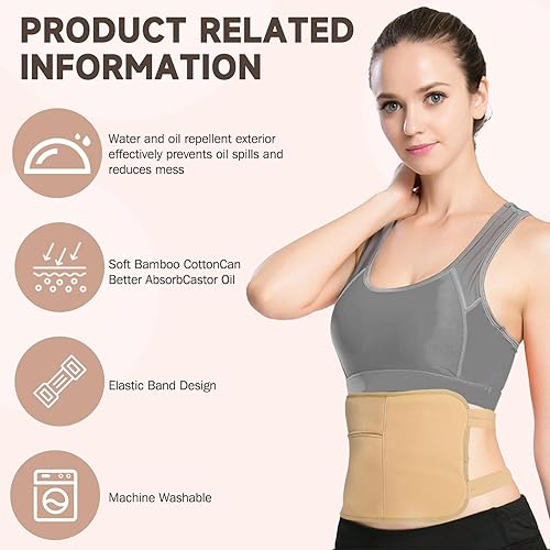 Miniatura 4 de Paquete de 3 unidades de aceite de ricino, paquete de aceite de ricino orgánico reutilizable para desintoxicación hepática, insomnio, estreñimiento