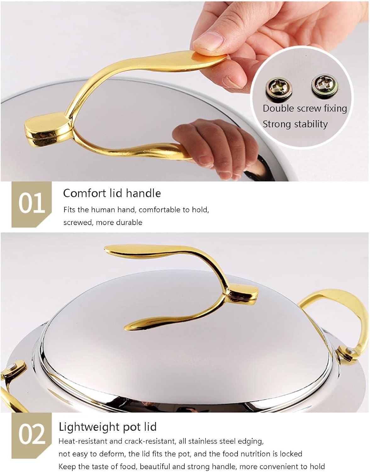 Juego de platos para bufé con sartén de acero inoxidable, tapa y soporte de combustible para fiestas de restaurantes, bodas, eventos de catering