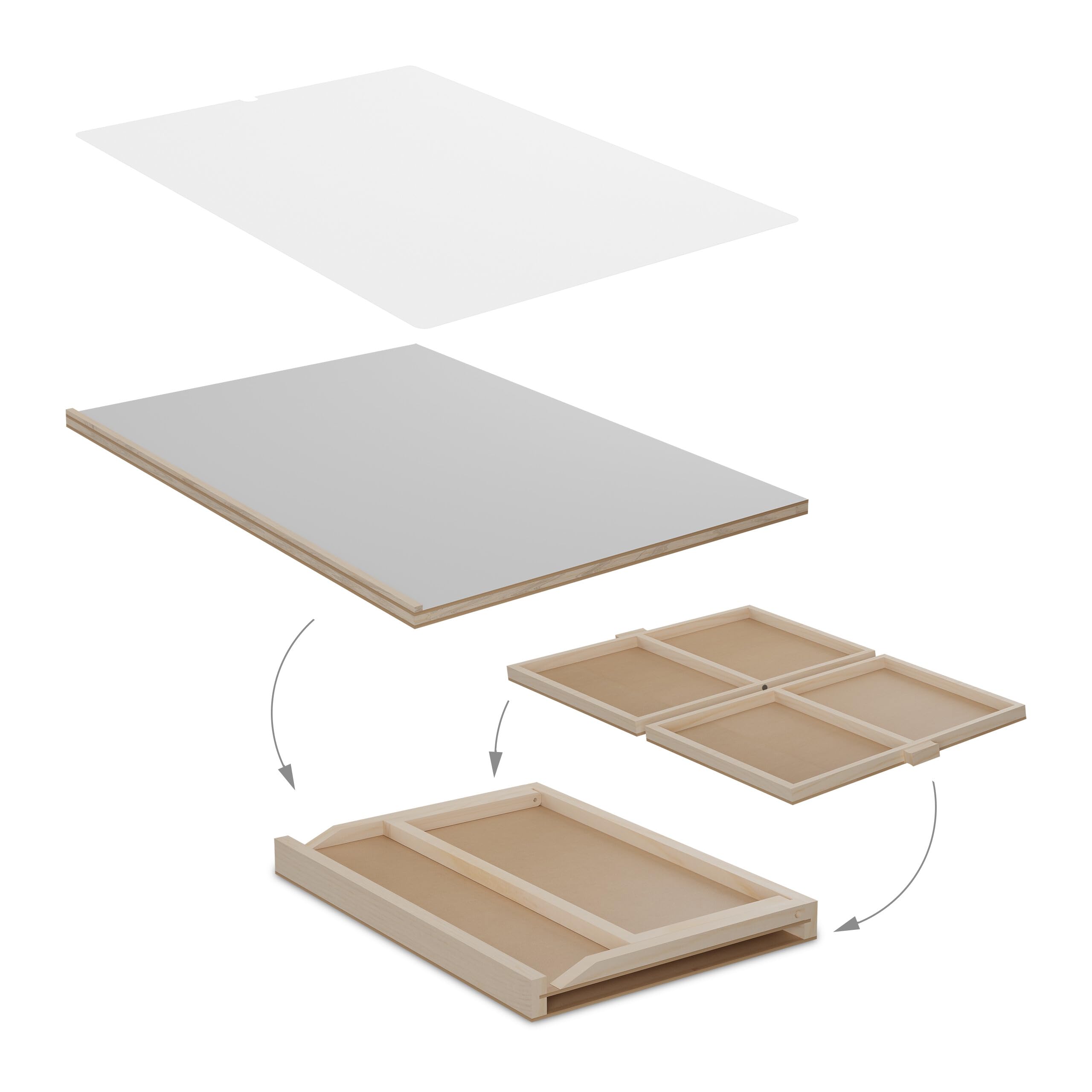 Relaxdays Tablero para Puzzles con 2 Cajones, Organizador Rompecabezas de 1000 Piezas, Inclinable, Madera, Natural/Gris