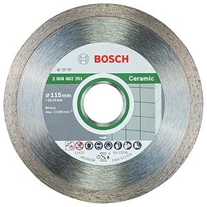 Bosch Professional 1x Diamond Cutting Disc Standard for Ceramic (for Stone, Tile, Ceramic, Ø 115 x 22,23 x 1,6 x 7 mm, Accessories for Angle Grinders)