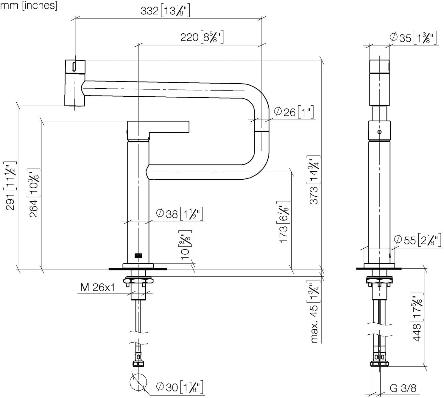 Dornbracht Pivot Single Lever Mixer Tara Ultra 33845875-99 Dark Platinum Matt