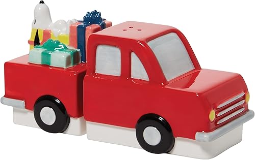 Miniatura 5 de Enesco Peanuts Ceramics Snoopy on Truck - Juego de salero y pimienta para especias, 3.54 pulgadas, multicolor