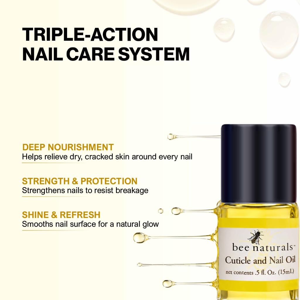 All Natural Nail and Cuticle Oil - Heal Cracked Nails and Rigid Cuticles - Perfect Treatment for Healthy Hands - Moisturizes and Softens - Vitamin E Enriched For Health and Softness by Bee Naturals