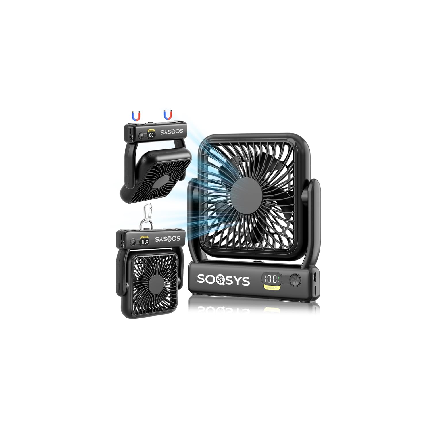 SOQSYS Cruise Approved Magnetic Fan, 5000mAh Ultra-Slim Cruise Ceiling Fan Rechargeable, 4-Speed, Hook Design, LED Display, Portable Fan for Cruise Ship, Camping, Travel & Cruise Essentials 2026
