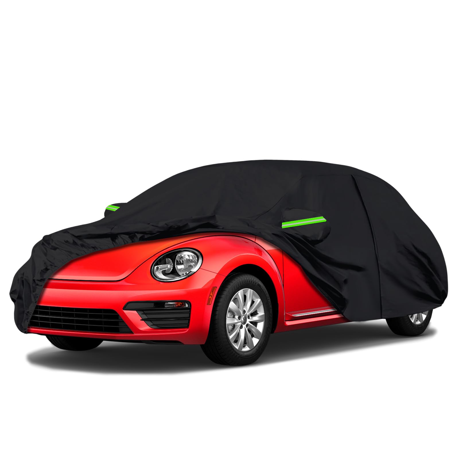 Autoabdeckung Vollgarage Ersatz für VW Beetle 1998-2022, Allwetter Reflektierende Autoabdeckung mit Reißverschluss und Winddichtem Gurt, Für Alle Jahreszeiten Geeignet