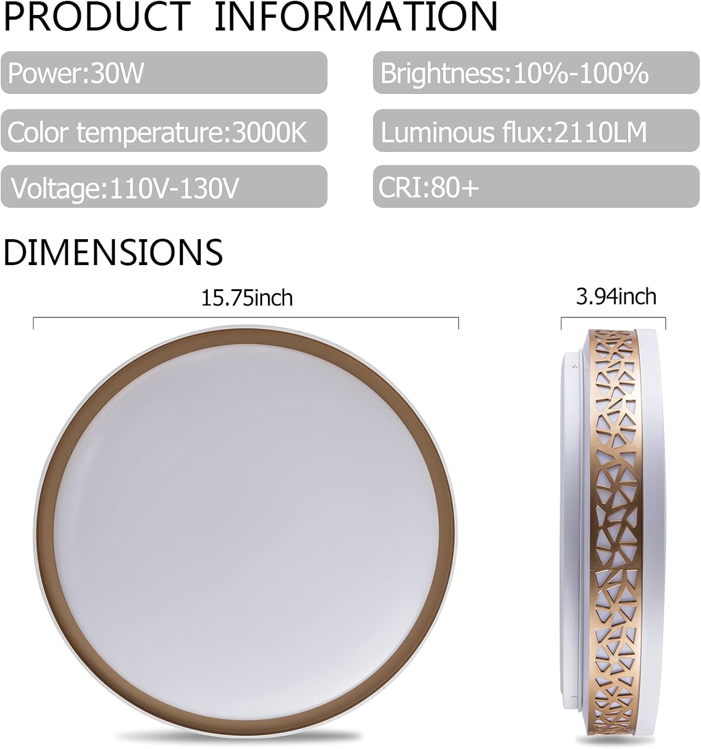 Rеvіеw Flush Mount Ceiling Light Fixture Gold LED Ceiling Lighting, 15.8 Inch 30W 3000K Warm White 2110 Lumens, Modern Round Dimmable Ceiling Lamp for Bedroom Living Room Kitchen Nеw Prоduсt Flush Mount Ceiling Light Fixture Gold LED Ceiling Lighting, 15.8 Inch 30W 3000K Warm White 2110 Lumens, Modern Round Dimmable Ceiling Lamp for Bedroom Living Room Kitchen