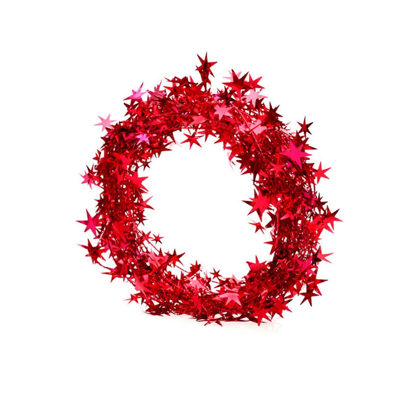 Yeobezn Tinsel Stars Wire Garlands 12PCS Christmas Stars Tinsel Garland Rattan Xmas Tree Decoration For Home Wedding Birthday New Year Streamers Ornaments(Red)