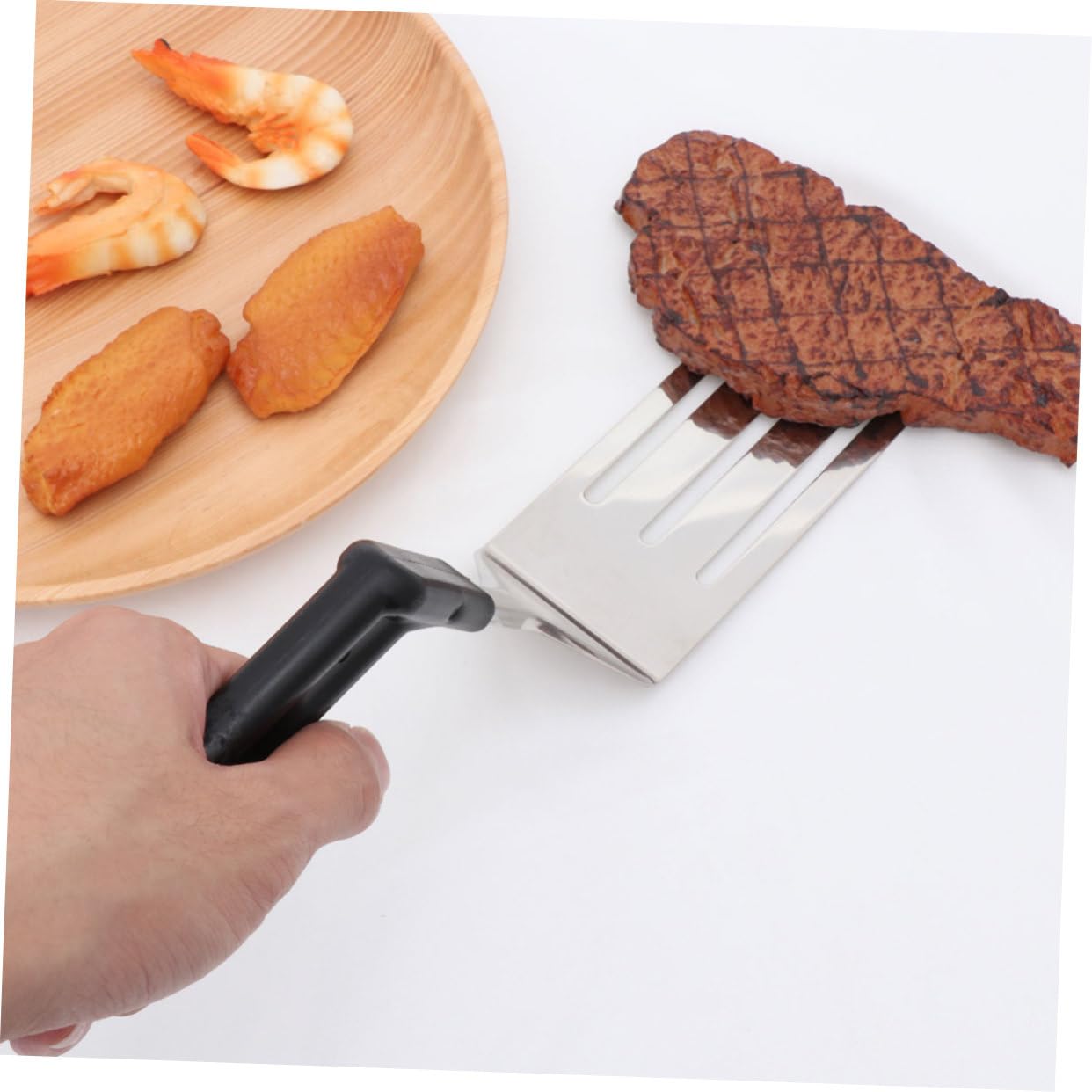 MAGICLULU 3stücke Edelstahl Steak Spatel Mit Schlitz Kleiner Pfannenwender Für Fleischzubereitung Der Küche Ergonomischer Griff Zum Abtropfen Von Öl Und Flüssigkeiten