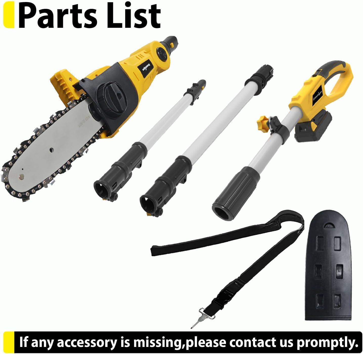 Cordless Pole Saw Compatible with Dewalt 20V Max Battery, 8-inch Electric Pole Saw for Tree Trimming Battery Powered, Tool-Free Tensioning, 14 FT Reach Pole Chainsaw Tree Saw (Tool Only)