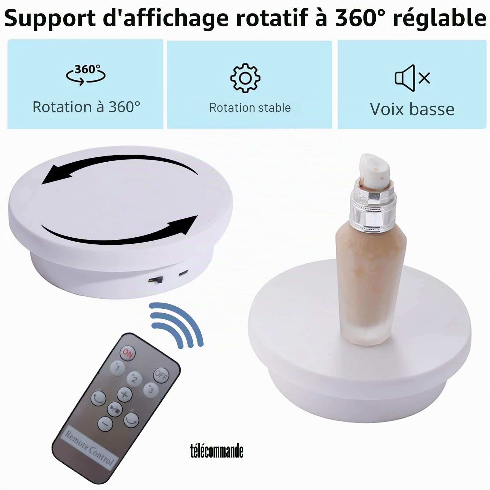 3 in 1 Table Tournante Rotative électrique, Plateau tournant électrique à 360 degrés pour photographie, Plateforme Tournante Automatique, Platine Support Rotatif pour l'affichage du Produit