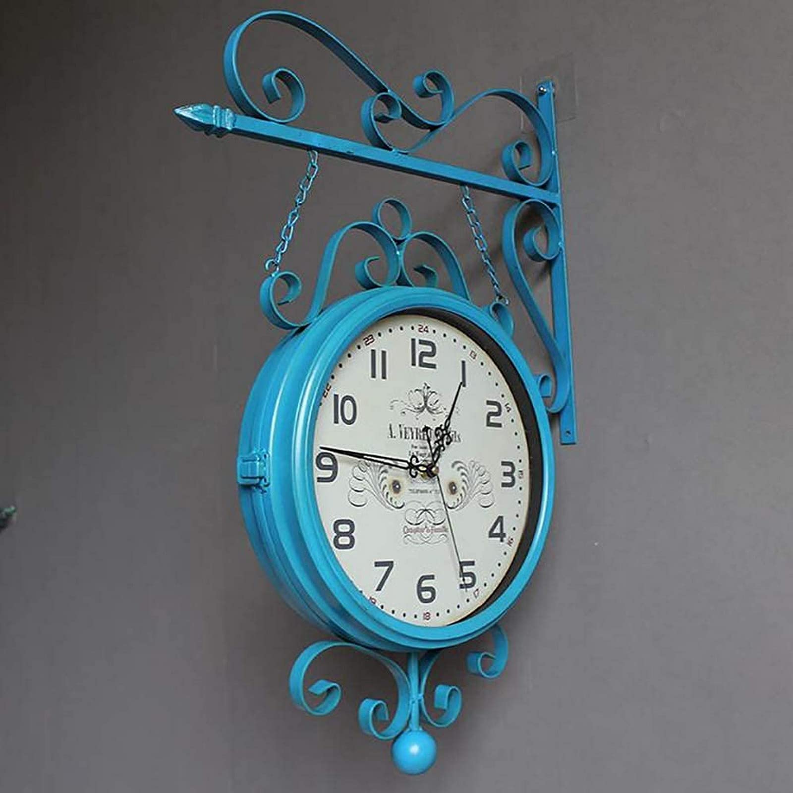 Horloge de gare vintage double face pour terrasse et cour extérieure