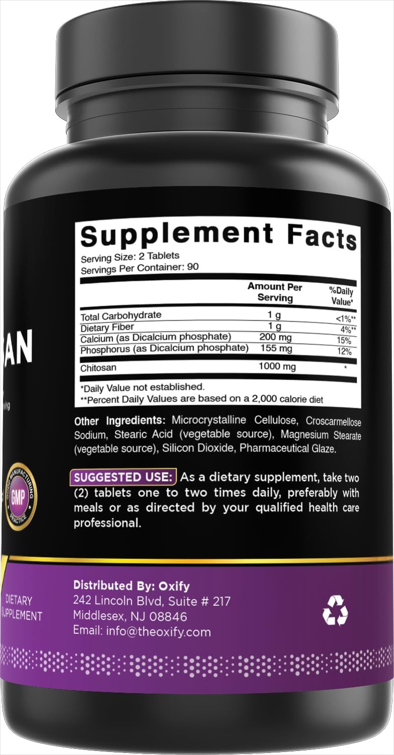 Oxify Chitosan 1000 mg | 180 Tablets | Gluten-Free, Non-GMO | Supplement Made in USA - Image 6