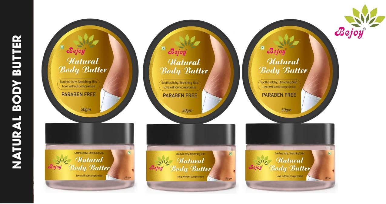 Bejoy Natural Body Butter For Stretch Marks, Dry Skin and Itchy Skin with Shea and Cocoa Butter 150 Gram