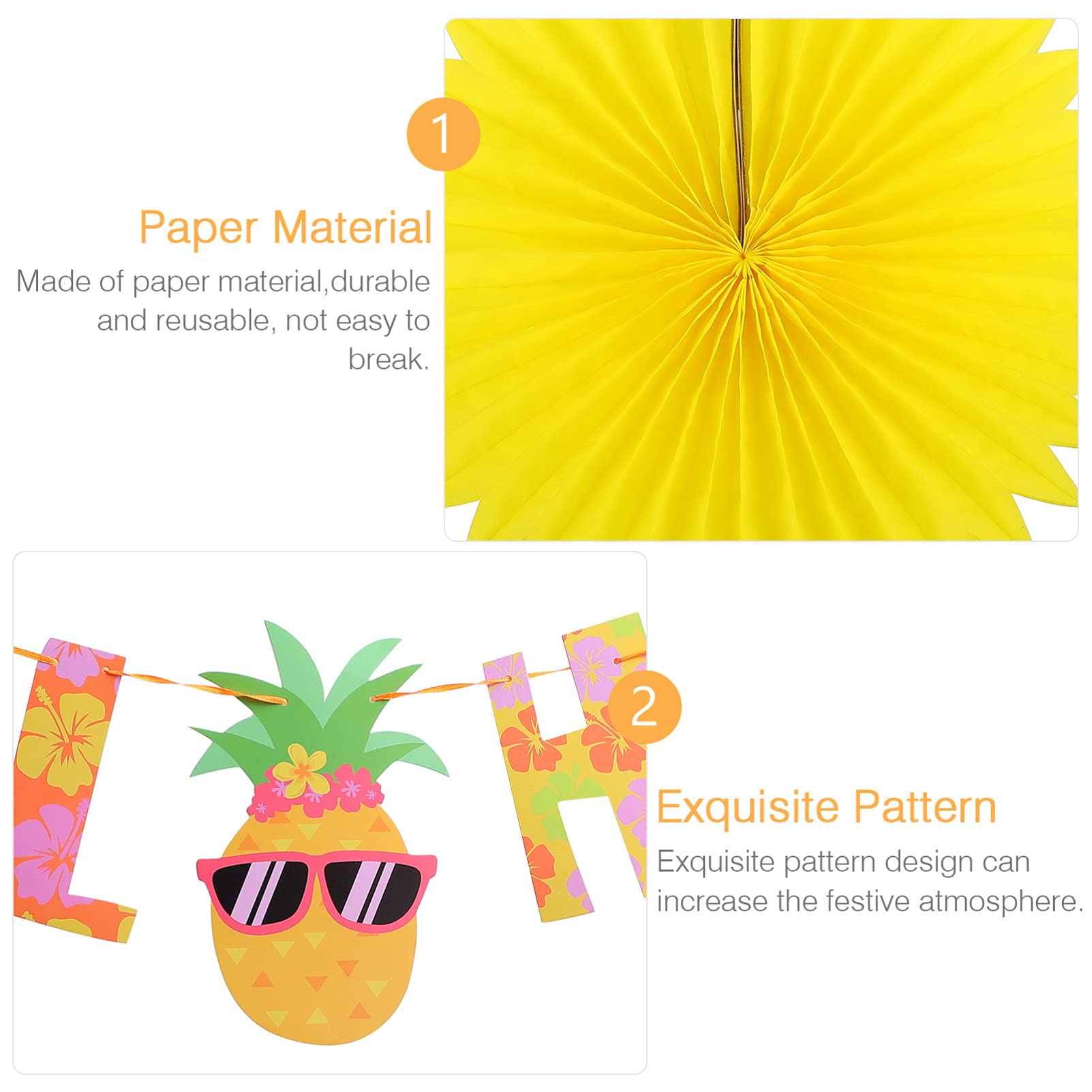 jojofuny Decorazioni Tematiche Hawaiane Gonnellino di Carta e Frutto di Ananas da Appendere per Feste Estive