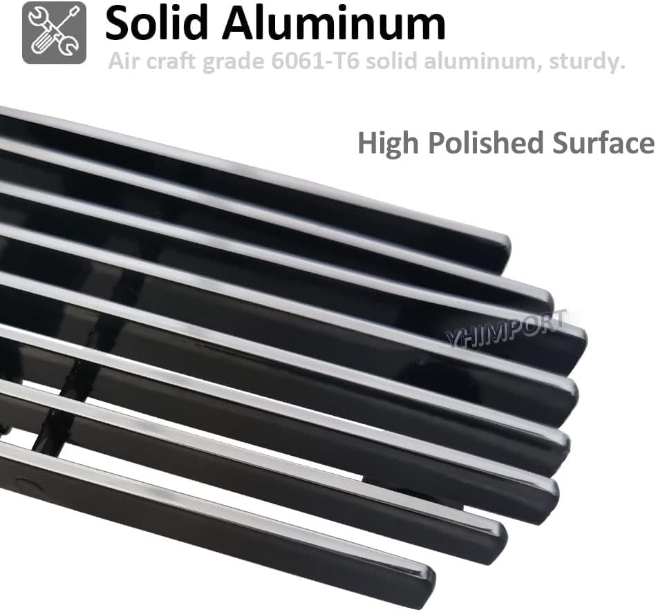Compatible with Nissan Hardbody Pickup 1995-1997 Aluminum Chrome Horizontal Billet Grille Grill Insert Combo (Chrome/Polished)
